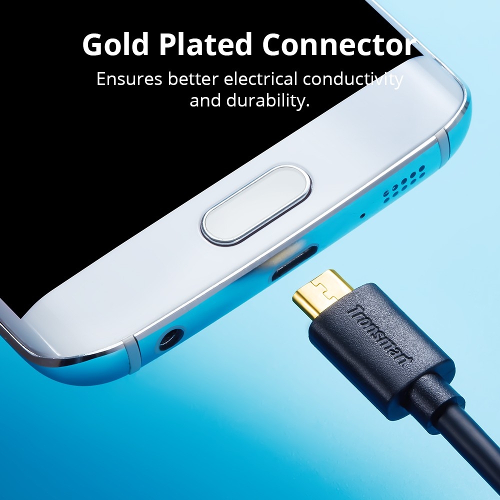 Tronsmart MUS06 Premium USB Cables 1 Pack (6ft/1.8m) with Gold-Plated Connectors